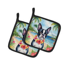 Load image into Gallery viewer, Boston Terrier Luau Pot Holders - Set of 2 Decorative Kitchen Helpers | Made in the USA