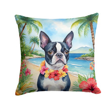Load image into Gallery viewer, Boston Terrier Luau Throw Pillow - 14x14 Decorative Pillow – Art for Your Home &amp; Patio