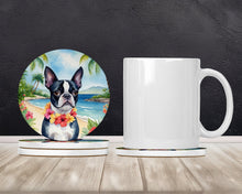 Load image into Gallery viewer, Boston Terrier Luau Large Sandstone Coasters Pack of 4