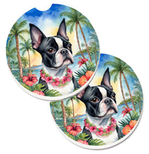 Load image into Gallery viewer, Boston Terrier Luau Car Coasters – Set of 2 - Absorbent Stone with Fun &amp; Functional Artwork