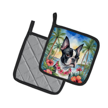 Load image into Gallery viewer, Boston Terrier Luau Pot Holders - Set of 2 Decorative Kitchen Helpers | Made in the USA