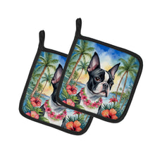 Load image into Gallery viewer, Boston Terrier Luau Pot Holders - Set of 2 Decorative Kitchen Helpers | Made in the USA