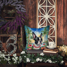 Load image into Gallery viewer, Boston Terrier Luau Throw Pillow
