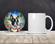 Load image into Gallery viewer, Boston Terrier Luau Large Sandstone Coasters Pack of 4