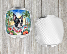 Load image into Gallery viewer, Boston Terrier Luau Compact Mirror – Stylish Purse Mirror with Artistic Covers