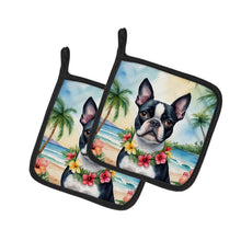Load image into Gallery viewer, Boston Terrier Luau Pot Holders - Set of 2 Decorative Kitchen Helpers | Made in the USA