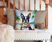 Load image into Gallery viewer, Boston Terrier Luau Throw Pillow - 14x14 Decorative Pillow – Art for Your Home &amp; Patio