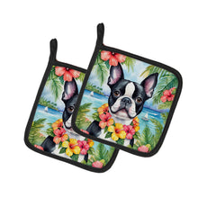 Load image into Gallery viewer, Boston Terrier Luau Pot Holders - Set of 2 Decorative Kitchen Helpers | Made in the USA