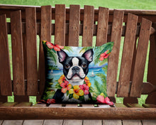 Load image into Gallery viewer, Boston Terrier Luau Throw Pillow - 14x14 Decorative Pillow – Art for Your Home &amp; Patio