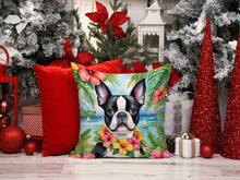 Load image into Gallery viewer, Boston Terrier Luau Throw Pillow - 14x14 Decorative Pillow – Art for Your Home &amp; Patio