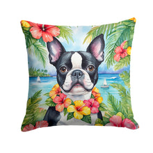 Load image into Gallery viewer, Boston Terrier Luau Throw Pillow - 14x14 Decorative Pillow – Art for Your Home &amp; Patio