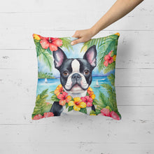 Load image into Gallery viewer, Boston Terrier Luau Throw Pillow