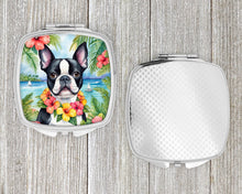 Load image into Gallery viewer, Boston Terrier Luau Compact Mirror – Stylish Purse Mirror with Artistic Covers
