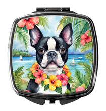 Load image into Gallery viewer, Boston Terrier Luau Compact Mirror – Stylish Purse Mirror with Artistic Covers