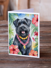 Load image into Gallery viewer, Bouvier des Flandres Luau Greeting Cards - Blank Note Cards – 8-Pack of Artist-Designed Cards with Envelopes