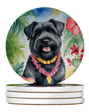 Load image into Gallery viewer, Bouvier des Flandres Luau Large Sandstone Coasters Pack of 4