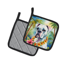 Load image into Gallery viewer, White Boxer Luau Pot Holders - Set of 2 Decorative Kitchen Helpers | Made in the USA