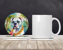 Load image into Gallery viewer, White Boxer Luau Large Sandstone Coasters Pack of 4