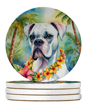 Load image into Gallery viewer, White Boxer Luau Large Sandstone Coasters Pack of 4