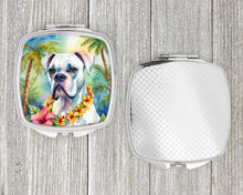 Load image into Gallery viewer, White Boxer Luau Compact Mirror – Stylish Purse Mirror with Artistic Covers