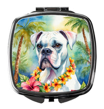Load image into Gallery viewer, White Boxer Luau Compact Mirror – Stylish Purse Mirror with Artistic Covers
