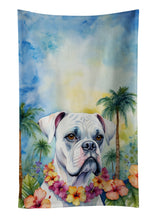 Load image into Gallery viewer, White Boxer Luau Kitchen Towel