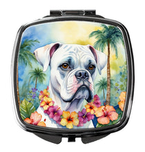 Load image into Gallery viewer, White Boxer Luau Compact Mirror – Stylish Purse Mirror with Artistic Covers