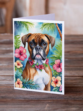 Load image into Gallery viewer, Boxer Luau Greeting Cards - Blank Note Cards – 8-Pack of Artist-Designed Cards with Envelopes