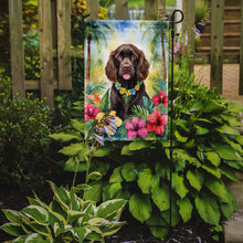 Load image into Gallery viewer, Boykin Spaniel Luau Garden Flag – Tropical Dog Decor with Hibiscus &amp; Palm Leaves