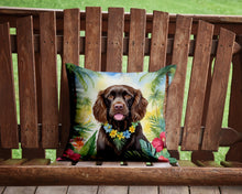 Load image into Gallery viewer, Boykin Spaniel Luau Throw Pillow - 14x14 Decorative Pillow – Art for Your Home &amp; Patio