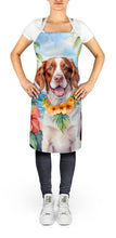 Load image into Gallery viewer, Brittany Spaniel Luau Apron – Artist-Designed Kitchen, BBQ &amp; Craft Apron