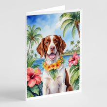 Load image into Gallery viewer, Brittany Spaniel Luau Greeting Cards - Blank Note Cards – 8-Pack of Artist-Designed Cards with Envelopes