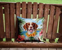 Load image into Gallery viewer, Brittany Spaniel Luau Throw Pillow - 14x14 Decorative Pillow – Art for Your Home &amp; Patio