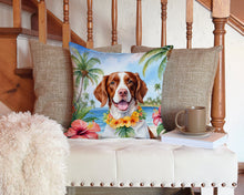 Load image into Gallery viewer, Brittany Spaniel Luau Throw Pillow - 14x14 Decorative Pillow – Art for Your Home &amp; Patio