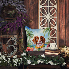 Load image into Gallery viewer, Brittany Spaniel Luau Throw Pillow - 14x14 Decorative Pillow – Art for Your Home &amp; Patio