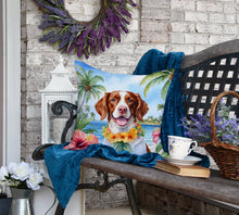 Load image into Gallery viewer, Brittany Spaniel Luau Throw Pillow