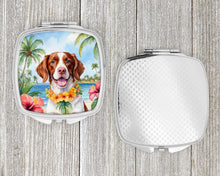 Load image into Gallery viewer, Brittany Spaniel Luau Compact Mirror – Stylish Purse Mirror with Artistic Covers