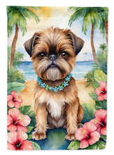 Load image into Gallery viewer, Brussels Griffon Luau Garden Flag – Tropical Dog Decor with Hibiscus &amp; Palm Leaves