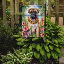 Load image into Gallery viewer, Bullmastiff Luau Garden Flag – Tropical Dog Decor with Hibiscus &amp; Palm Leaves