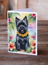 Load image into Gallery viewer, Cairn Terrier Luau Greeting Cards - Blank Note Cards – 8-Pack of Artist-Designed Cards with Envelopes