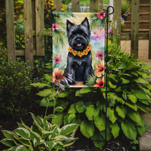 Load image into Gallery viewer, Cairn Terrier Luau Garden Flag – Tropical Dog Decor with Hibiscus &amp; Palm Leaves