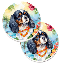 Load image into Gallery viewer, Cavalier Spaniel Luau Car Coasters – Set of 2 - Absorbent Stone with Fun &amp; Functional Artwork