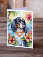 Load image into Gallery viewer, Cavalier Spaniel Luau Greeting Cards - Blank Note Cards – 8-Pack of Artist-Designed Cards with Envelopes