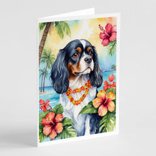Load image into Gallery viewer, Cavalier Spaniel Luau Greeting Cards - Blank Note Cards – 8-Pack of Artist-Designed Cards with Envelopes