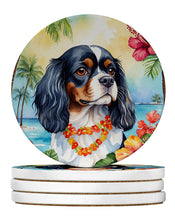 Load image into Gallery viewer, Cavalier Spaniel Luau Large Sandstone Coasters Pack of 4