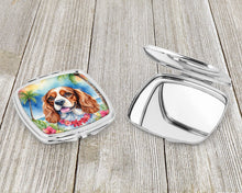 Load image into Gallery viewer, Cavalier Spaniel Luau Compact Mirror – Stylish Purse Mirror with Artistic Covers