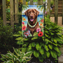Load image into Gallery viewer, Chesapeake Bay Retriever Luau Garden Flag – Tropical Dog Decor with Hibiscus &amp; Palm Leaves
