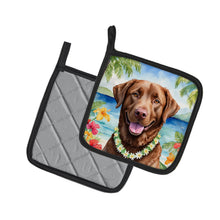Load image into Gallery viewer, Chesapeake Bay Retriever Luau Pot Holders - Set of 2 Decorative Kitchen Helpers | Made in the USA