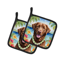Load image into Gallery viewer, Chesapeake Bay Retriever Luau Pot Holders - Set of 2 Decorative Kitchen Helpers | Made in the USA