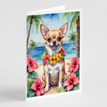 Load image into Gallery viewer, Chihuahua Luau Greeting Cards - Blank Note Cards – 8-Pack of Artist-Designed Cards with Envelopes